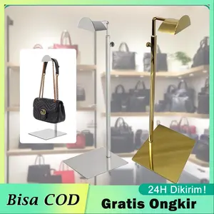 Display Tas Gantung Stable Handbag Display Rack Bag Store toko Countertop Adjustable Display Holder Stand Tas necklaces Stainless Steel Wardrobe Purse Stand Gantungan Display Tas