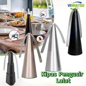 Vinnatsu Rotating 360º Fly Repellent Fan /Kipas Pengusir Lalat/Lalat Dan Serangga Bug Away From Your Food/USB Perangkap Lala Nyamuk Listrik Baterai Hitam