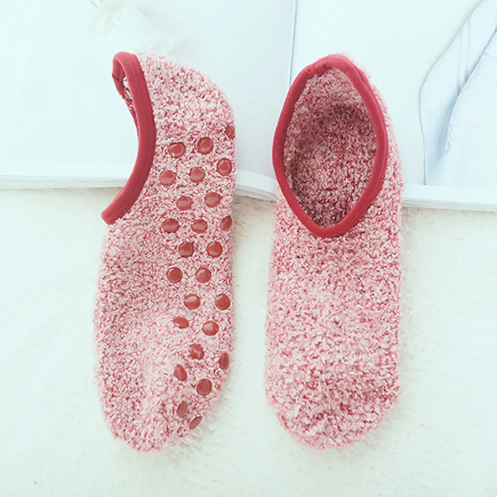 Socks Anti-slip Comfortable Coral Fleece Women Low Cut Boat Socks for Daily