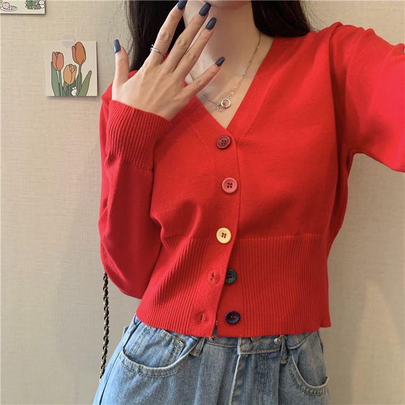 Product Introduction of Áo Thun Dài Tay Cho Nữ, Áo Ngắn Cạp Cao, Cổ Chữ V, Sang Trọng, Hàng Dệt Kim, Mùa Xuân Và Mùa Thu Top 14