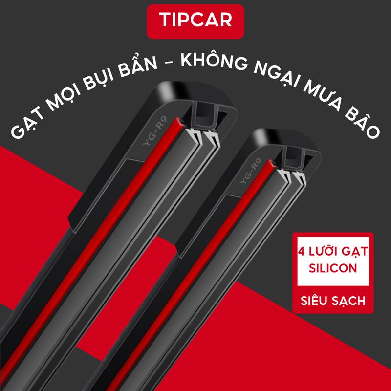 Gạt Mưa Ô Tô 4 Lưỡi Silicon WIPER BLADE Cao Cấp Cần Gạt Xe Hơi Siêu Sạch Gấp 4 Lần Thân Khung Mềm Phụ Kiện Lau Xe gạt  mưa