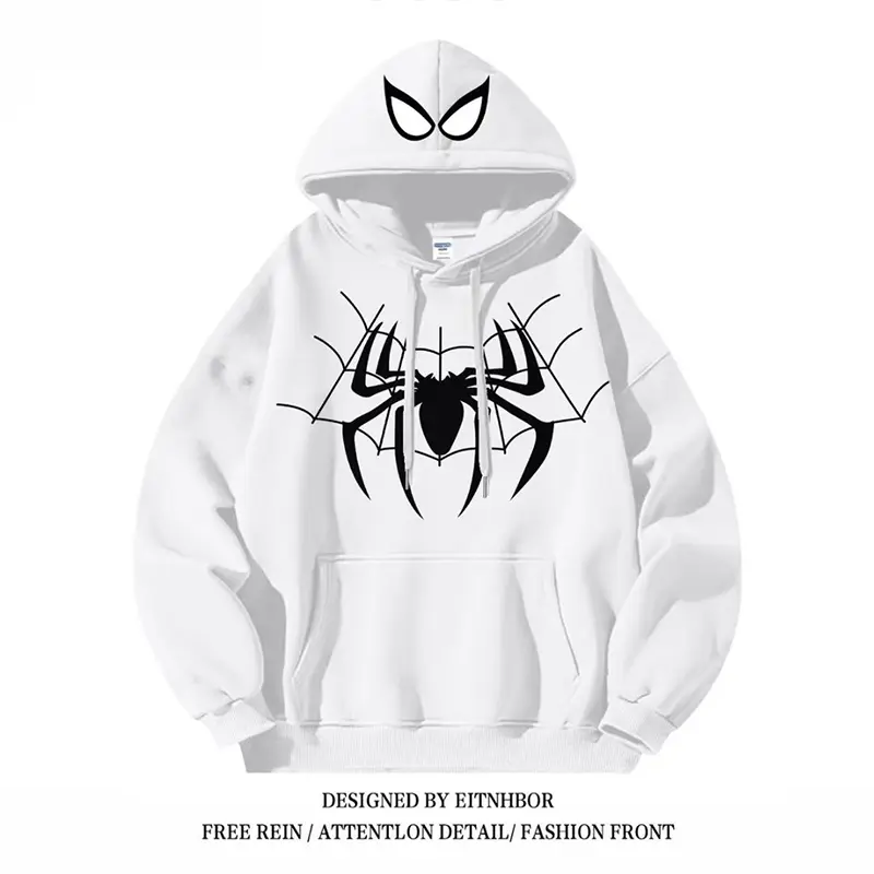 Men's American printed high street hoodie Loose cotton Spider Man jacket for men and women