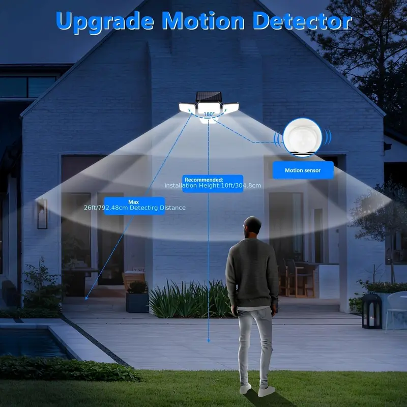 Solar Powered Outdoor Wall Light, 270LED Waterproof Solar Light with 3 Lighting Modes, Outdoor Garden Light with Move Sensor, Outdoor Lighting for Garden Patio Yard 6