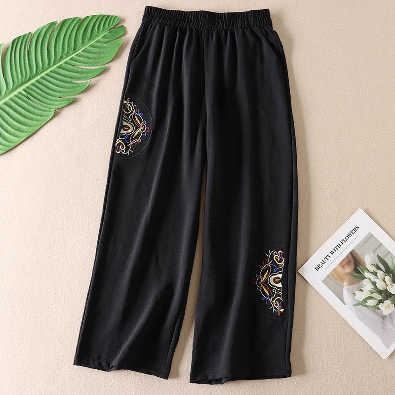 Quần Ống Suông Chất Đũi Thêu Họa Tiết Thanh Lịch Nữ Women 6