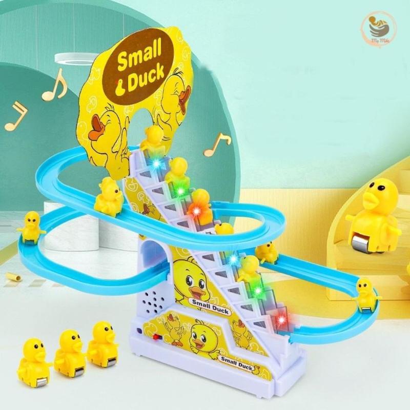 Đồ Chơi Cầu Trượt Vịt Vàng Leo Cầu Thang Có Nhạc Và Đèn Cho Bé Yêu Tặng Kèm Pin Voi Kem,vịt leo cầu thang,đồ chơi con vịt leo thang