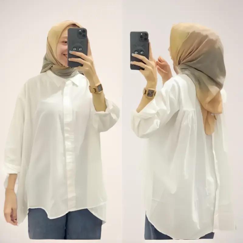 Kemeja Rika Kancing Belakang Linen Rami Original Baju Panjang Top Variasi Wanita Atasan Oversize Basic Outer 7