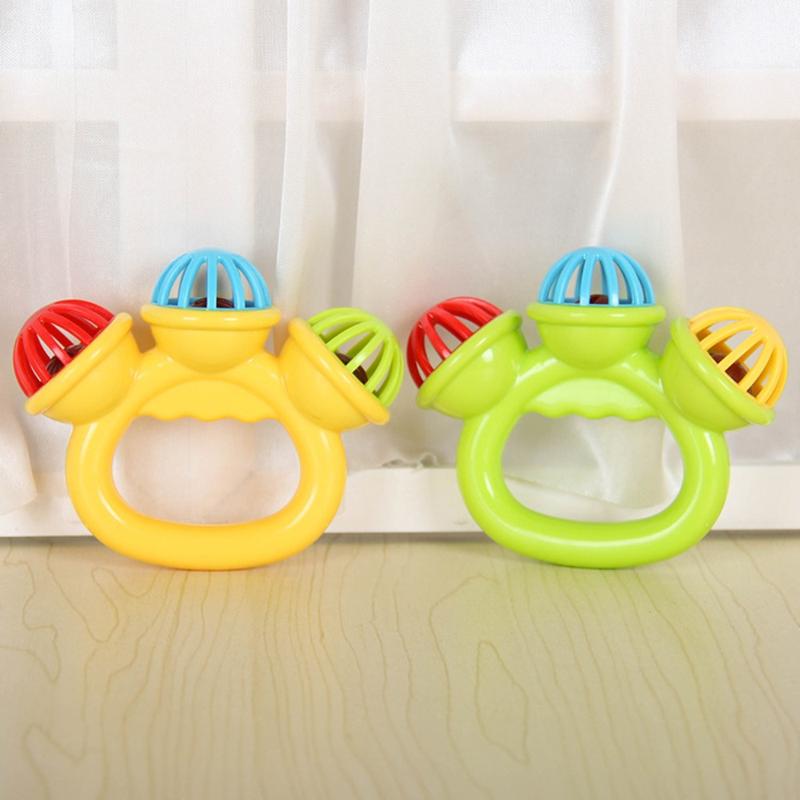 Baby Rattles Infants and Young Children Are Soothing Bells 0-3 Years Old Shake The Three-head Bell Color Baby Hand Grab The Bell 1