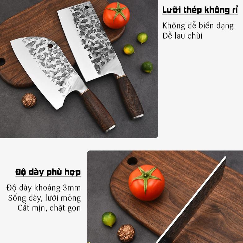 Dao Chặt Thái Vân Búa Cao Cấp - Lưỡi Thép Không Gỉ - Cắt Mịn Chặt Gọn - Dao chặt thái gia đình - Dao vân búa 2