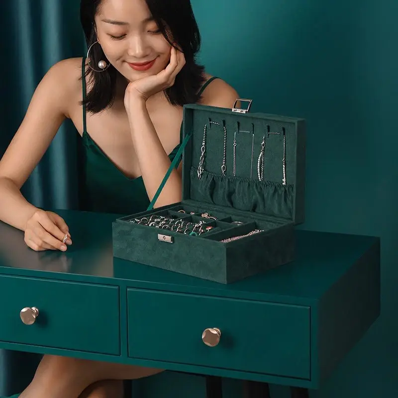 Hộp đựng trang sức nhiều lớp chống bụi cao cấp lót nhung, hộp đựng phụ kiện bông tai / nhẫn / vòng cổ nhiều kích thước