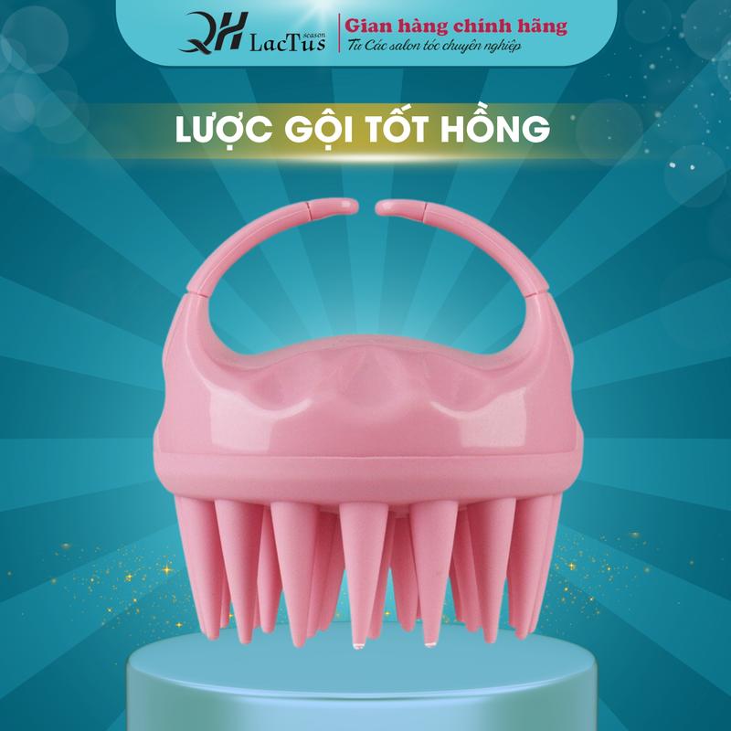 Lược gội đầu silicon QH Lactus season gỡ rối, loại bỏ cặn bã nhờn, gàu, massage da dầu, giảm gãy rụng từ chân tóc