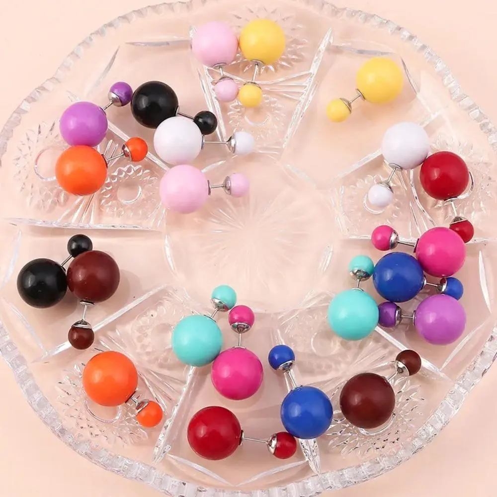 Bông Tai Đinh tán đầy màu sắc, 16mm, dành cho phụ nữ, Thiết kế hai mặt dễ thương, Hạt lớn, Bóng, Khuyên Bông Khuyên Tai Đinh Tán, Lý Tưởng cho quà sinh nhật