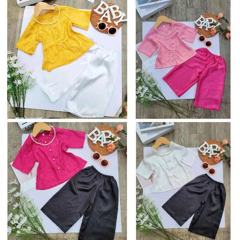   10-43kg  Bộ Quần Áo Bà Ba Lụa latin Mềm Mịn Cho Bé Gái áo gấm mềm mát thấm hút mồ hôi 