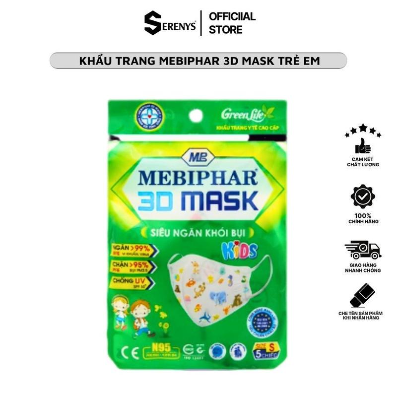 Khẩu trang y tế cao cấp 3D mask Mebiphar size S cho trẻ em - Kháng khuẩn, bụi mịn 0