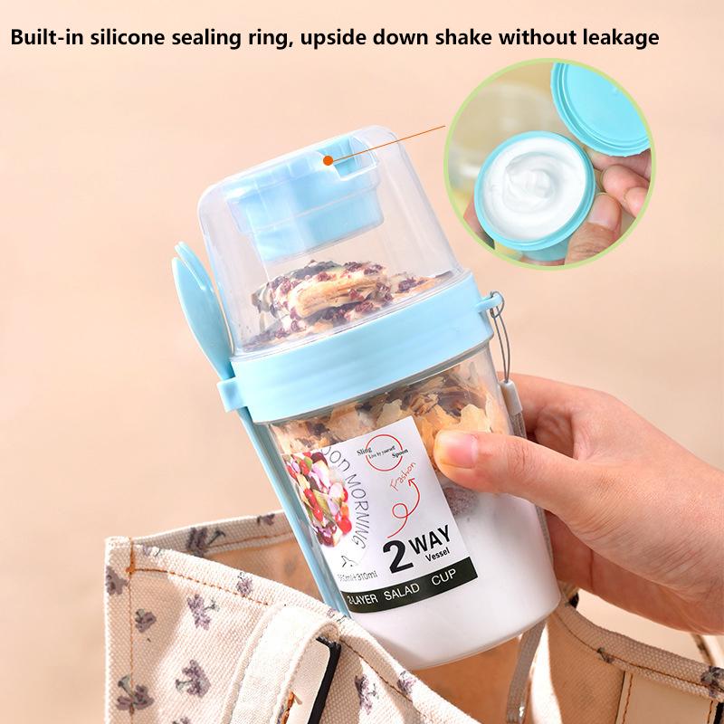 Product Introduction of Bộ Hộp Đựng Cốc Salad, Cầm Tay, Hai Lớp, Thích Hợp Cho Yến Mạch, Ngũ Cốc, Các Loại Hạt Và Sữa Chua, Kèm Nĩa, Thích Hợp Cho Hộp Cơm Trưa Trường Học, Hộp Bảo Quản Thực Phẩm 21