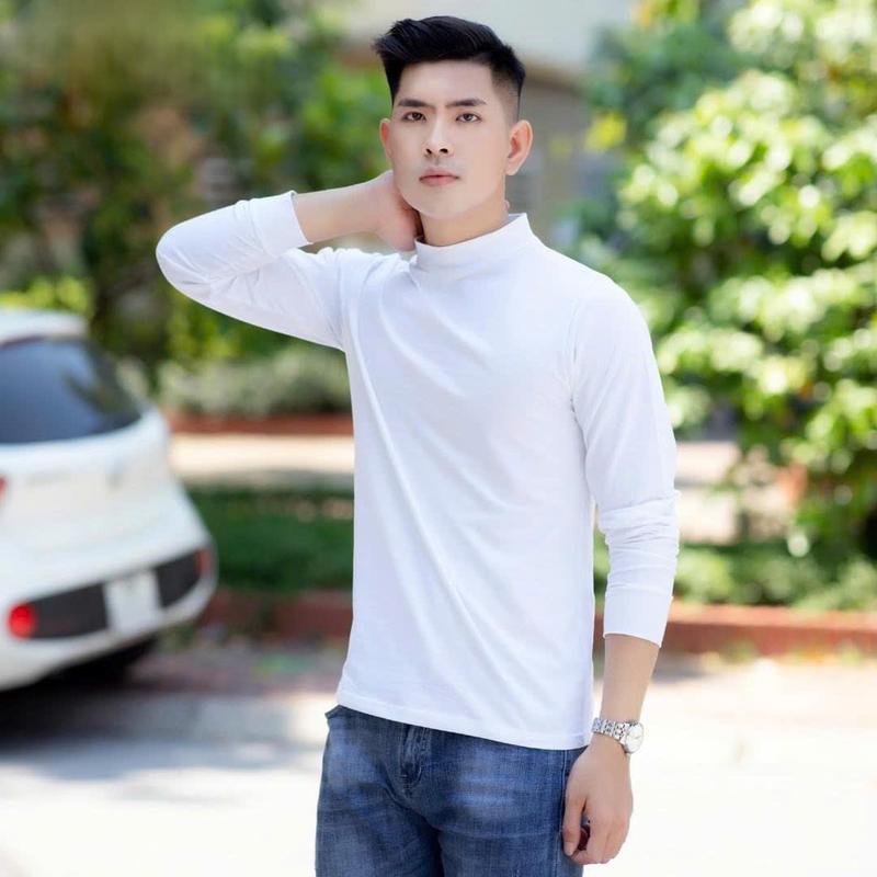 Áo Thun Giữ Nhiệt Nam,Áo Giữ Nhiệt Nam Cổ Tròn Tay Dài Lót Nỉ Lông Trơn Co Giãn Thể Thao Trắng Đen Thu Đông 8