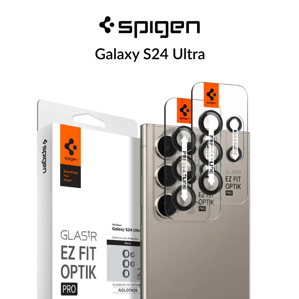 [2 Pack] Spigen Samsung S24 Ultra Camera Lens Protector EZ Fit Optik Pro Tempered Glass Samsung Lens Protector