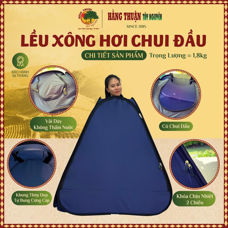 Lều Xông Hơi Chui Đầu Cao Cấp Gấp Gọn Vải Dày Tự Bung [Tặng kèm gói lá xông thảo dược] Camping