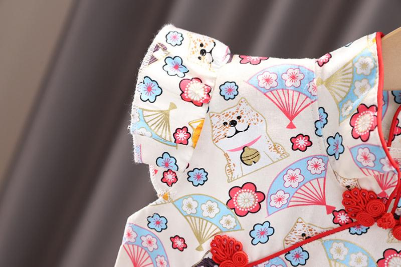 Product Introduction of Trang Phục Han Phong Cách Trung Quốc Mùa Hè Cho Bé Gái Sườn Xám, Ngắn Tay, Váy Cải Tiến Cho Bé Mỏng, Bộ Sưu Tập Mới Mùa Hè 2024 váy  baby tee vaybe đầm  xinh 9
