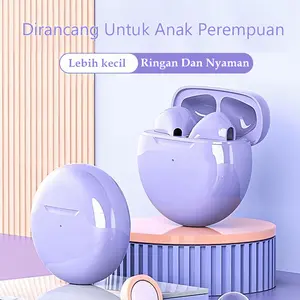 Headset Bluetooth Pro 6 TWS with Mic Support Call Earphone Bluetooth Henset Bloetooth HiFi Stereo Earphone Wireless