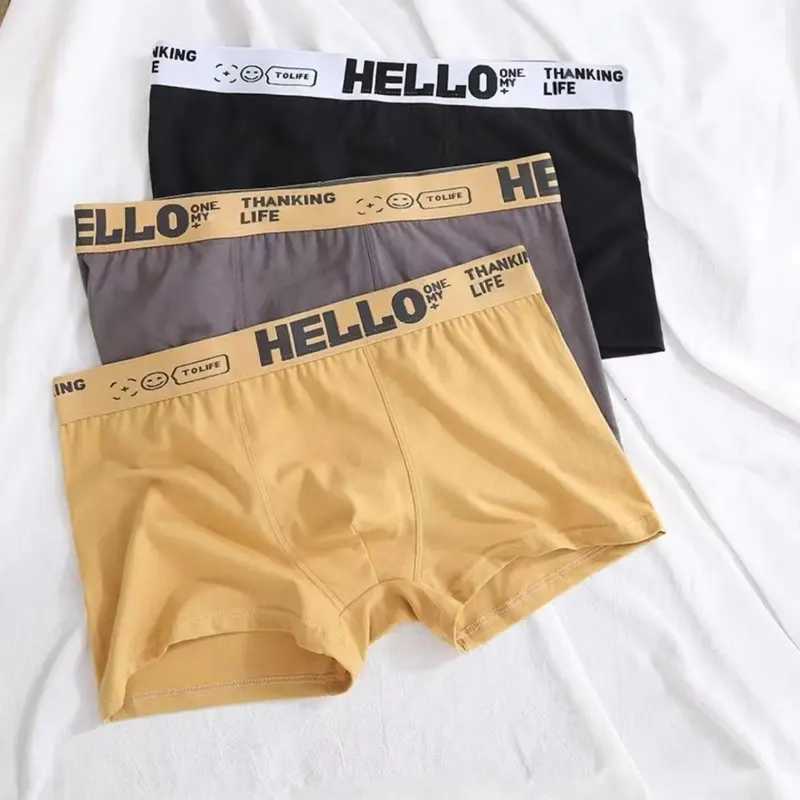 Đồ lót nam mới mùa xuân, mùa thu và mùa đông Boxer màu trơn sinh viên cao cấp tính cách hợp thời trang nam quần đùi Boxer 5