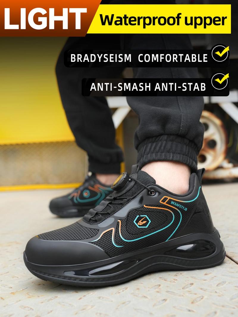 Product Introduction of Men's Casual Lace Up Rotating Button Low Top Safety Shoes, Lightweight Comfortable Anti-smashing and Anti-piercing Button Shoes, Fashionable Steel Toe Cap Men's Safety Shoes 2