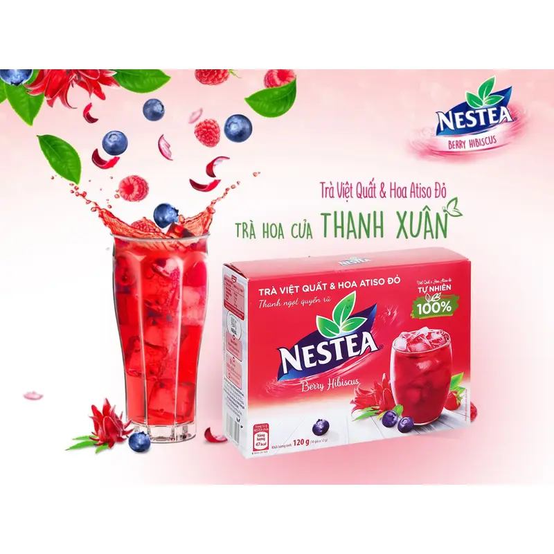 Trà việt quất và hoa atiso đỏ Nestea (Hộp 10 gói x 12g) 0