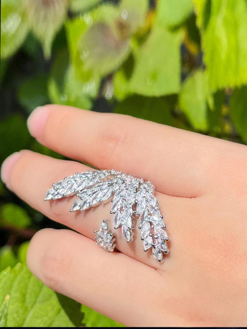 Product Introduction of Tree Branch Design Artificial Zircon Inlaid Cuff Ring, Fashion Accessories for Women, Trendy All-match & Exquisite Jewelry for Birthday Gift 6