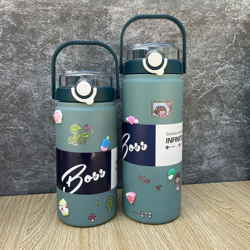 Bình giữ nhiệt BOSS inox 316 cao cấp có ống hút tiện lợi 1000/1200ml giữ nhiệt 10-14h, chống gỉ, tặng kèm 1 cọ rửa ống hút +1 sticker+ túi trong.