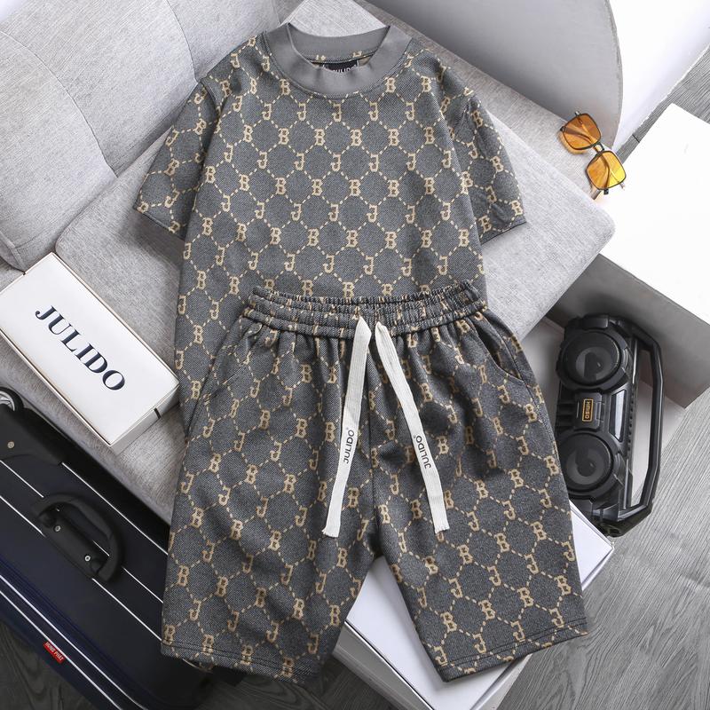 Bộ quần áo nam nữ Julido vải cotton chéo họa tiết chữ BJ cao cấp Menswear