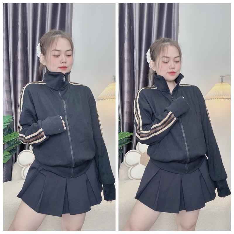 [K NÓN] Áo Khoác Nữ Sọc Tay 6 Túi Khóa Kéo- Nhung Nguyễn Top Jacket Women 3