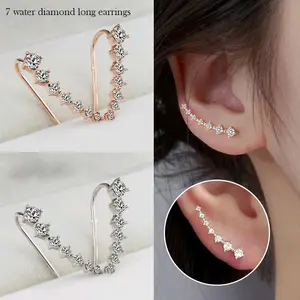 Anting anting hook clip wanita aksesoris fashion Anggun Earrings Elegan Perhiasan Golden Silver