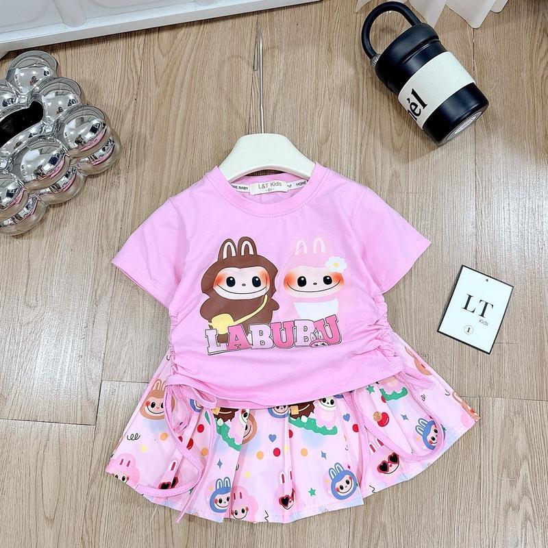 Sét chân váy sếp ly, áo rút sường cho bé gái 1