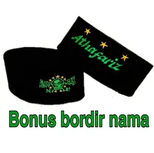 PECI NU GRATIS NAMADI SAMPING KIRI LOGO SONGKOK  Hitam Kopiah Anak Bordir nama