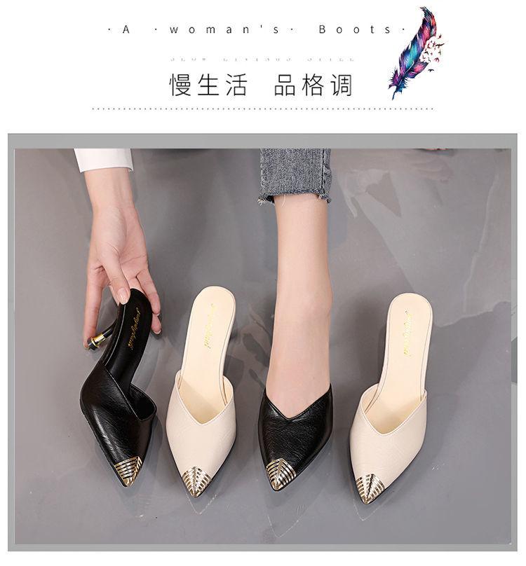 Product Introduction of Dép Lười Đầu Mũi Giày Cao Gót, Da Thật Mềm, Dành Cho Nữ, Hàng Mới Về Mùa Hè 2024, Có Thể Đeo Ngoài Trời, Mũi Nhọn, Dép Tinh Tế, Người Có Ảnh Hưởng Trực Tuyến, Dép 5