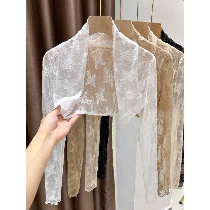 Áo Cardigan Chống Nắng, Ren, Dành Cho Nữ, Váy Hai Dây, Áo Mặc Bên Ngoài, Che Phủ, Khăn Choàng Sườn Xám Mùa Hè, Áo Khoác Nhỏ Áo Lưới Rỗng 1