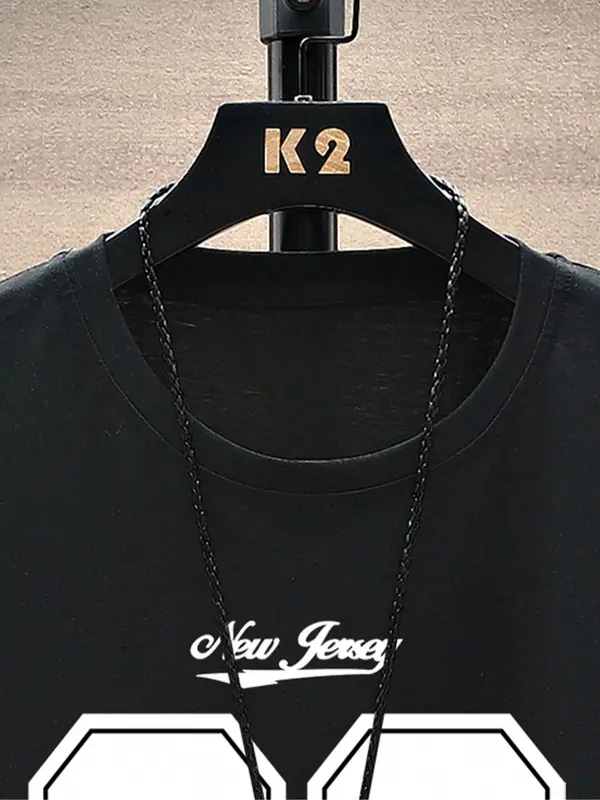 Men's Number 93 & Letter Print Short Sleeve Graphic Tee, Regular Fit Casual Round Neck T-shirt for Summer, Men's Top for Daily Wear 3