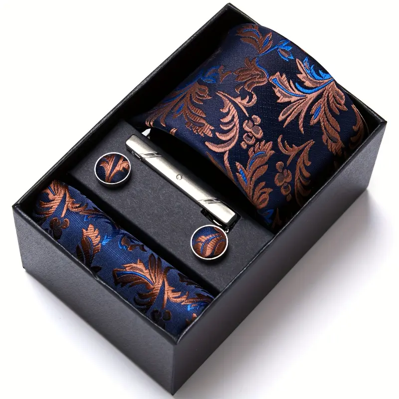 [Peisili Tie Handkerchief Set] 7.5 Cm Tie Handkerchief Cufflinks Set - Peisili Gift Box for Men - Suitable for Holidays Weddings Work 4