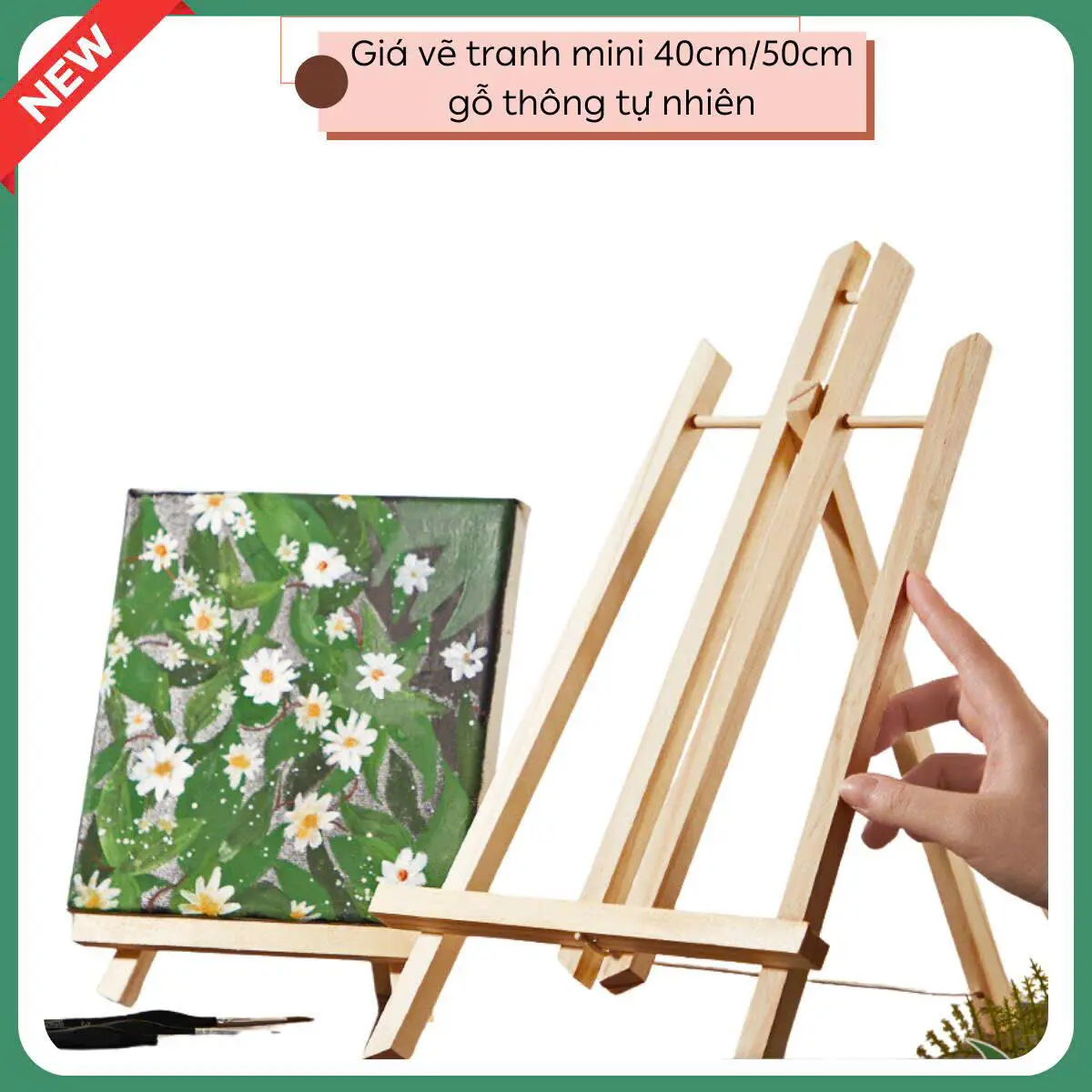 Giá vẽ tranh mini 40cm, 50cm gỗ thông thông tự nhiên