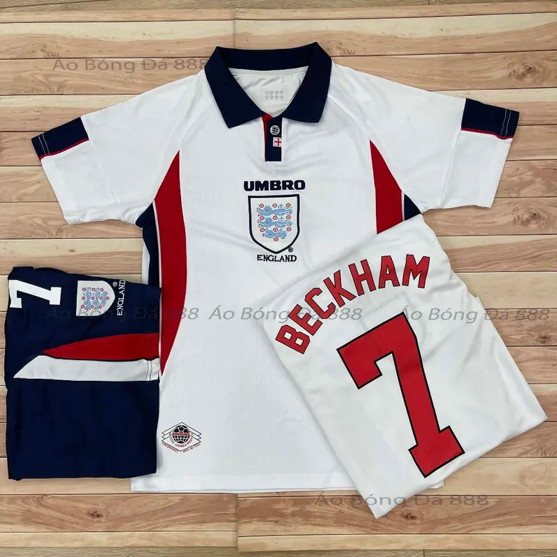 Bộ Quần Áo Bóng Đá, Áo Đá Banh Đội Tuyển Anh 1998 Quần Có Túi - Vải Polyester Gai Thái Cao Cấp 0