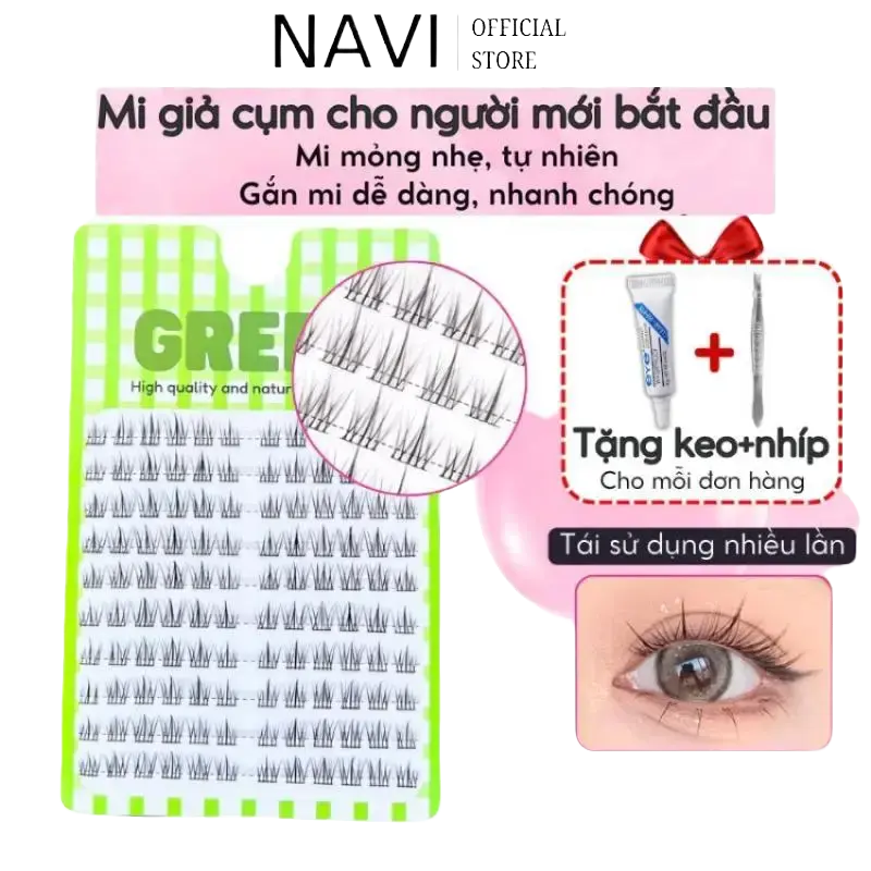 Keo dán không vệt - Bền chặt 12 tiếng như lớp da thứ hai Mi Giả Cụm Tự Nhiên Douyin Tái Sử Dụng Nhiều Lần Lông Mi Giả Tách Sợi Trang Điểm Mắt NAVI tẩy  trang  dầu  mụn mi  sole  tự  nhiên  volume  tai  thỏ kẻ  mắt  nước chì  mèo saptay russian  lashes son