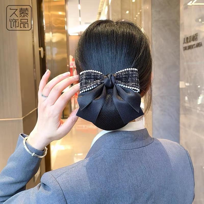 Cặp Tóc Công Sở, Kẹp Tóc Viền Hạt Trai Đính Đá Cao Cấp Kèm Chụp Lưới Búi Tóc Cho Bạn Nữ Y311