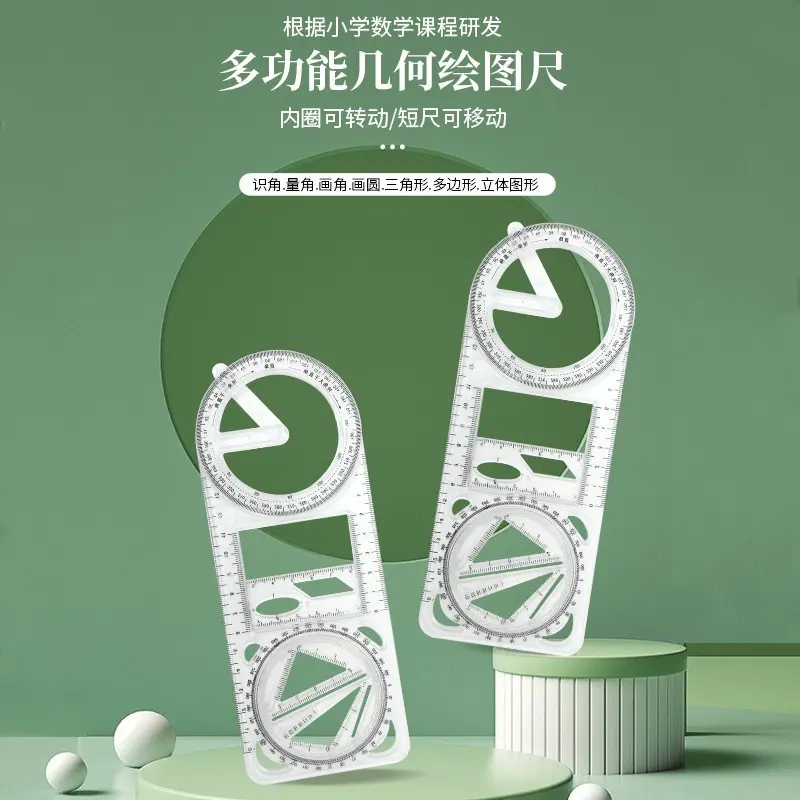 Thước Vẽ Đa Năng Thước Hình Học, Hình Tam Giác Và Thẳng, Có Thể Xoay Được, Thích Hợp Cho Học Sinh Trung Học, Chức Năng Toán Học, Bộ Thước