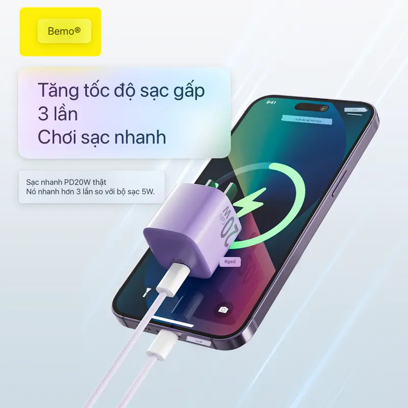 Bộ Sạc Nhanh 20w Cao Cấp [CỦ SẠC NHANH 20W + CÁP SẠC BỌC DÙ] An Toàn Chắc Chắn Sạc Nhanh Cho Các Dòng Táo 8 Plus - 15 Pro.Max 5