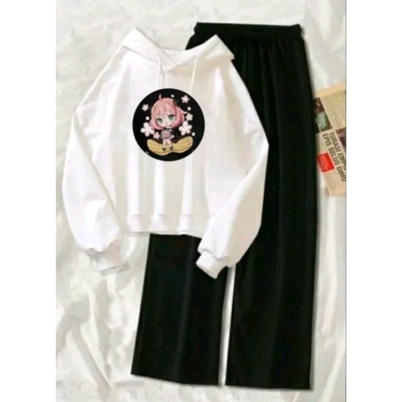 Setelan Sweater Hoodie FORGER Wanita dan Remaja/Setelan baju sweater dan celana kulot/Setelan anak remaja dewasa kekinian/BISA COD Standar Kulot Panjang 0