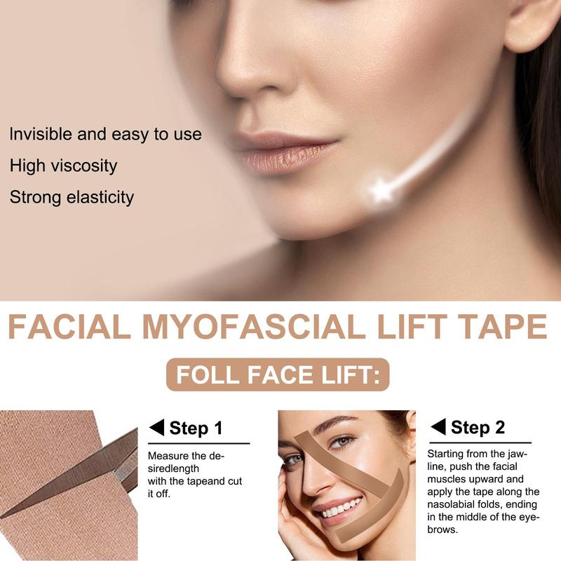 Facial Myofascial Lift Tape, 1 Box Face Lifting Tape, Face Toning Belts for Firming and Tightening Skin, Portable Skin Care Tool for Men & Women 3