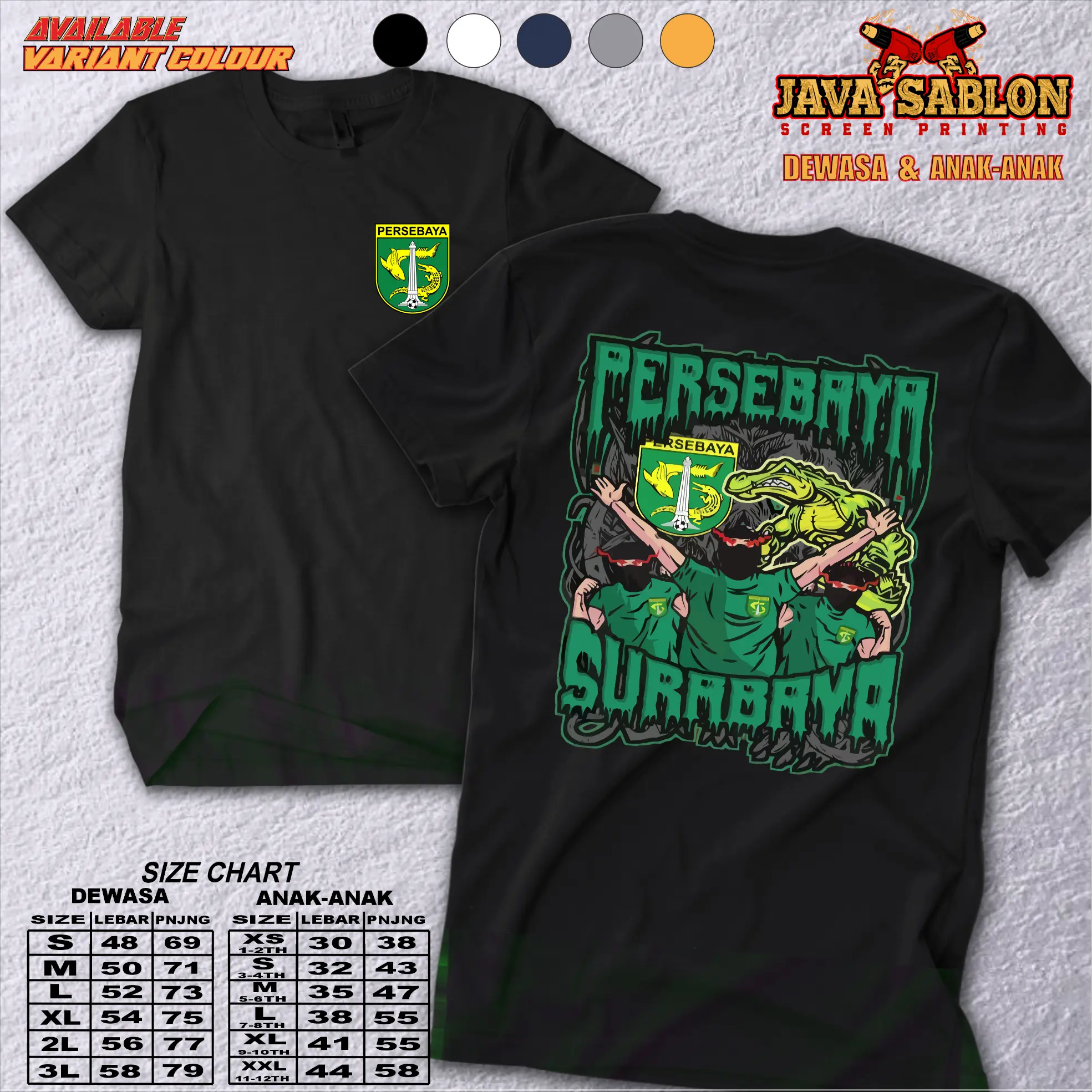 Kaos distro supporter persebaya anak dan dewasa kaos persebaya surabaya bonek liar COTTON COMBED Baju Katun Distro