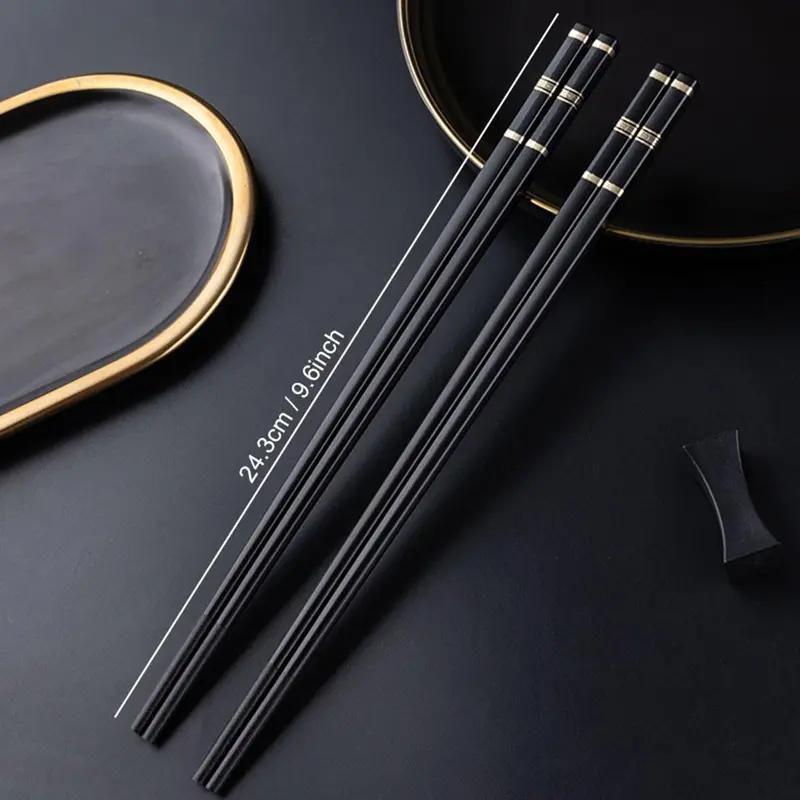 Product Introduction of Alloy Chopsticks, 5 Pairs Durable Non-slip Chopsticks, Modern Design Chopsticks, Easy To Clean Kitchen Utensils for Home Use 6