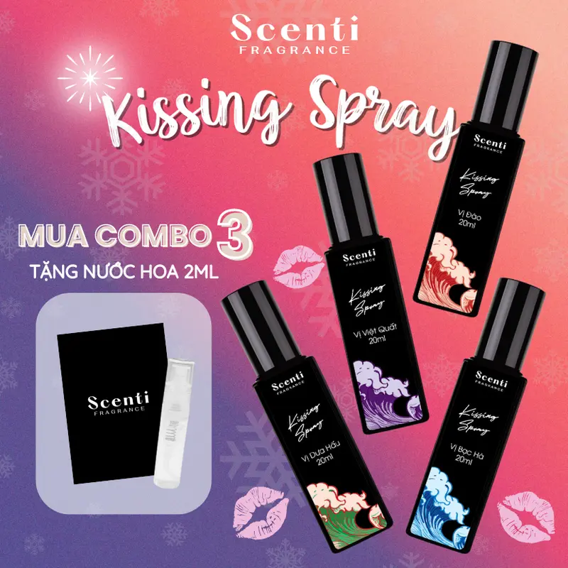 Xịt Thơm Miệng Kissing Spray Scenti 20ml Chai Mới Hương Thơm Ngọt Mát, Tự Nhiên - Dạng Xịt Miệng Chai 20ml
