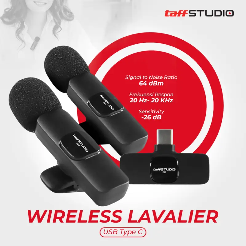 Mikrofon Wireless Lavalier Microphone USB Type C 2.4GHz - E60 0