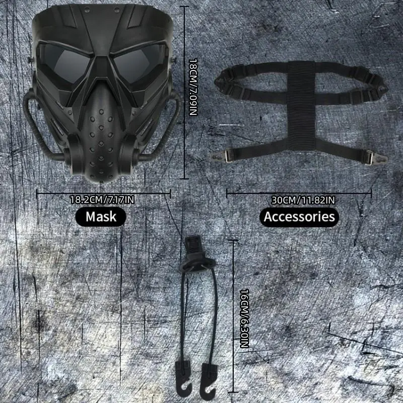 Tactical Mask, 1 Count Full Face Protective Mask with Adjustable Strap, Tactical Full Face Mask for Shooting Game, Self Defense Equipment Accessories 4